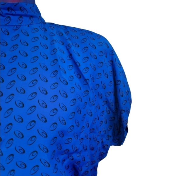 70's Dopamine Blouse & Skirt Set Royal Blue Black Polka Dots Size Small Women's - Picture 2 of 13